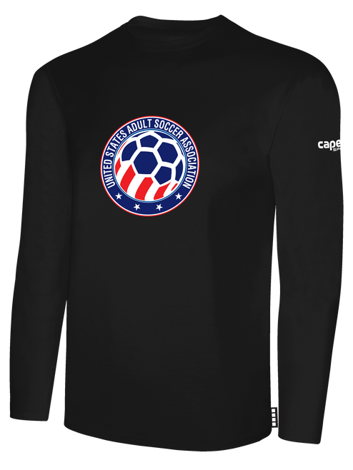 USASA LARGE LOGO BASICS COTTON LONG SLEEVE T-SHIRT CENTER FRONT: USASA CREST BLACK WHITE