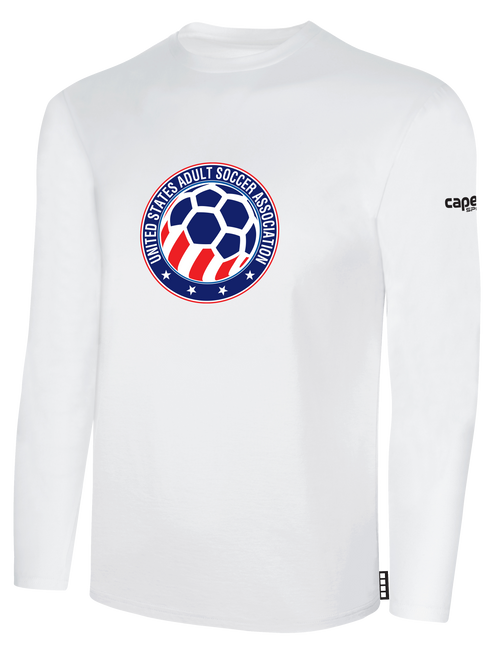 USASA LARGE LOGO BASICS COTTON LONG SLEEVE T-SHIRT CENTER FRONT: USASA CREST WHITE BLACK