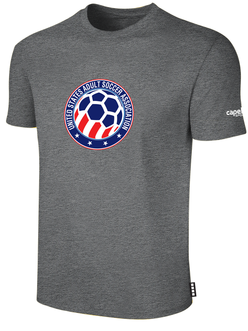 USASA LARGE LOGO BASICS COTTON SHORT SLEEVE T-SHIRT CENTER FRONT: USASA CREST DARK HEATHER GREY WHITE