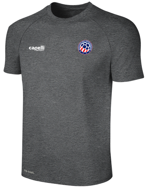 USASA BASICS II SHORT SLEEVE TRAINING JERSEY W/ MESH BACK DARK HEATHER GREY WHITE