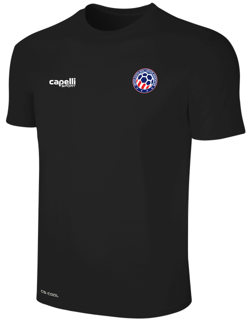 USASA BASICS II SHORT SLEEVE TRAINING JERSEY W/ MESH BACK BLACK WHITE
