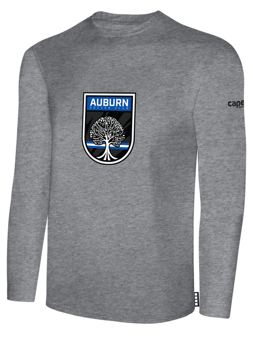 AUBURN SC BASICS COTTON LONG SLEEVE T-SHIRT CENTER FRONT: AUBURN SC CREST LIGHT HEATHER GREY BLACK