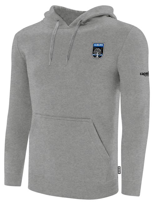 AUBURN SC BASICS FLEECE HOODIE LEFT CHEST: AUBURN SC CREST LIGHT HEATHER GREY BLACK