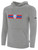 ALEXANDRIA SA  LARGE TEXT  LOGO BASICS  FLEECE HOODIE CENTER FRONT STRIPE LIGHT GREY BLACK