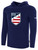 USA DEAF SA BASICS FLEECE HOODIE CREST ON WEARERS CENTER CHEST NAVY WHITE
