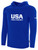 USA FIELD  HOCKEY BASICS FLEECE PULLOVER HOODIE CREST ON WEARERS CENTER CHEST ROYAL BLUE WHITE