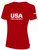 USA FIELD  HOCKEY BASICS COTTON TEE CREST ON WEARERS CENTER CHEST RED WHITE