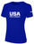 USA FIELD  HOCKEY BASICS COTTON TEE CREST ON WEARERS CENTER CHEST ROYAL BLUE WHITE