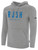 PALM BEACH RUSH FLEECE HOODIE CREST ON WEARERS CENTER CHEST LIGHT HEATHER GREY BLACK