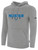 MOUNTAIN RUSH  FLEECE HOODIE CREST   ON WEARERS CENTER CHEST LIGHT HEATHER GREY BLACK
