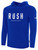 PFC  RUSH   FLEECE HOODIE CREST ON WEARERS CENTER CHEST ROYAL BLUE WHITE