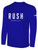PFC  RUSH  LONG SLEEVE COTTON T-SHIRT CREST ON WEARERS CENTER CHEST ROYAL BLUE WHITE