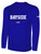 BAYSIDE RUSH LONG SLEEVE COTTON T-SHIRT CREST ON   WEARERS CENTER CHEST ROYAL BLUE WHITE