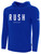 BAYSIDE RUSH  FLEECE   HOODIE CREST ON WEARERS CENTER CHEST ROYAL BLUE WHITE