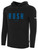 IOWA RUSH NORTH FLEECE HOODIE CREST ON WEARERS   CENTER CHEST BLACK WHITE