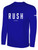 IOWA RUSH NORTH  RUSH LONG SLEEVE COTTON T-SHIRT CREST ON WEARERS CENTER CHEST ROYAL BLUE WHITE