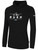 IOWA RUSH NORTH FLEECE HOODIE CREST ON WEARERS CENTER CHEST BLACK WHITE