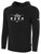 IOWA RUSH NORTH FLEECE HOODIE CREST ON WEARERS CENTER CHEST BLACK WHITE