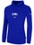 IOWA RUSH SOUTH FLEECE HOODIE CREST ON WEARERS CENTER CHEST ROYAL  BLUE WHITE