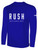 RUSH WI WEST-LX UNITED LONG SLEEVE     COTTON T-SHIRT CREST ON WEARERS CENTER  CHEST ROYAL BLUE WHITE