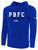 COASTAL RUSH  PERDIDO FLEECE HOODIE CREST ON WEARERS CENTER CHEST ROYAL  BLUE   WHITE