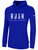 NORCO RUSH  FLEECE HOODIE CREST ON WEARERS CENTER CHEST ROYAL BLUE WHITE