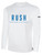 NORCO RUSH  LONG SLEEVE COTTON T-SHIRT CREST  ON WEARERS CENTER CHEST WHITE BLACK