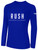 NORCO RUSH  LONG SLEEVE COTTON T-SHIRT CREST  ON WEARERS CENTER CHEST ROYAL BLUE WHITE