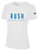 NORCO RUSH  SHORT SLEEVE COTTON T-SHIRT CREST  ON WEARERS CENTER CHEST WHITE BLACK