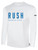 EMERALD COAST UNITED RUSH  LONG SLEEVE COTTON T-SHIRT CREST ON WEARERS CENTER CHEST WHITE BLACK