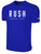 EMERALD COAST UNITED RUSH  SHORT SLEEVE COTTON T-SHIRT CREST ON WEARERS CENTER CHEST ROYAL BLUE WHITE