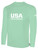 USA FIELD  HOCKEY BASICS LONG SLEEVE COTTON TEE CREST ON WEARERS CENTER CHEST MINT WHITE