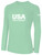 USA FIELD  HOCKEY BASICS LONG SLEEVE COTTON TEE CREST ON WEARERS CENTER CHEST MINT WHITE