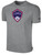 ARKANSAS COMETS BASICS COTTON SHORT SLEEVE T-SHIRT CREST ON WEARERS CENTER CHEST LIGHT HEATHER GREY BLACK