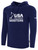 USA FIELD HOCKEY BASICS FLEECE PULLOVER HOODIE CREST ON WEARERS CENTER CHEST NAVY WHITE