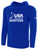 USA FIELD HOCKEY BASICS FLEECE PULLOVER HOODIE CREST ON WEARERS CENTER CHEST ROYAL BLUE WHITE
