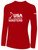 USA FIELD HOCKEY BASICS LONG SLEEVE COTTON TEE CREST ON WEARERS CENTER CHEST RED WHITE