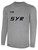 SYR FIELD HOCKEY BASICS II LONG SLEEVE TRAINING JERSEY TEE SHIRT CREST ON WEARERS CENTER CHEST LIGHT HEATHER GREY BLACK