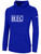 HTC FIELD HOCKEY BASICS FLEECE HOODIE SMALL CREST ON CENTER CHEST ROYAL BLUE WHITE