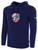 USA FIELD HOCKEY WORLD CUP BASICS FLEECE PULLOVER HOODIE LARGE CREST ON WEARERS CENTER CHEST NAVY WHITE