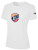 USA FIELD HOCKEY WORLD CUP BASICS COTTON TEE LARGE CREST ON WEARERS CENTER CHEST WHITE BLACK