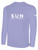 SUN FIELD HOCKEY BASICS COTTON LONG SLEEVE T-SHIRT NAME CREST ON WEARERS CENTER CHEST LAVENDER WHITE 