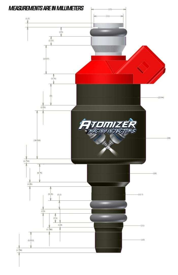 Atomizer 3 Racing Injectors 650 PPH Billet Fuel Injector