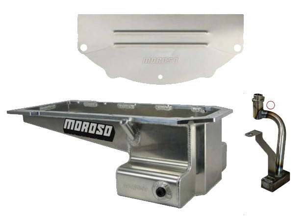 Moroso 11 Quart Front Sump Oil Pan, Oil Pump Pickup & Dust Shield