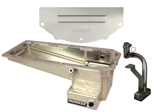 Moroso 11 Quart Front Sump Oil Pan, Oil Pump Pickup & Dust Shield