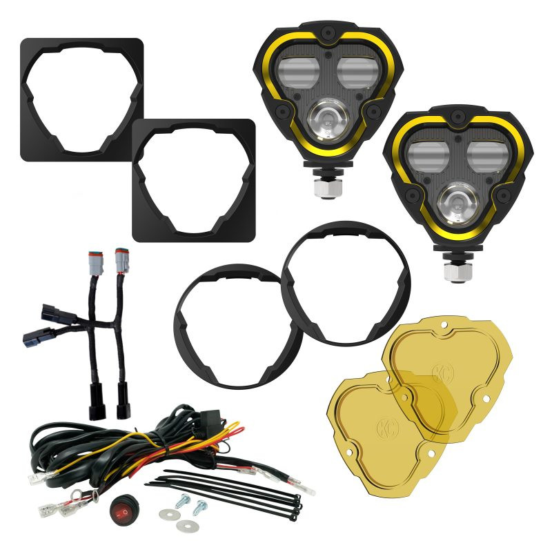 KC HiLiTES 97147 FLEX ERA 3 Dual Mode SAE Fog Light Kit for 10-24 Jeep