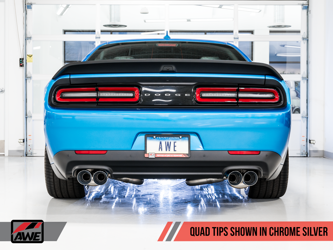 AWE Track Edition Exhaust Chrome Silver Tips for 15Current Challenger