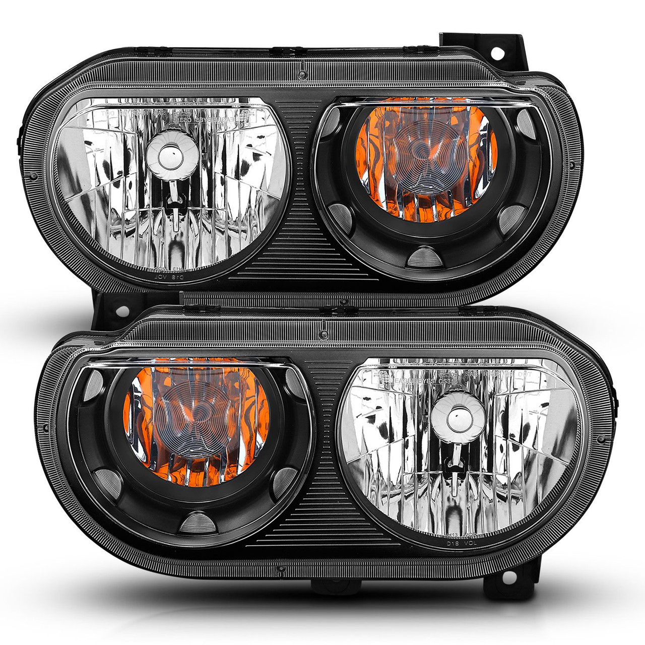ANZO USA 121526 Crystal Headlights Black for 08-14 Challenger