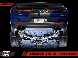 DISCONTINUED AWE Touring Edition Exhaust Resonated Chrome Silver Quad Tips for 17-Current Challenger 5.7L - 3015-42146