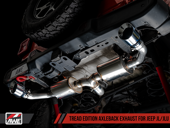 AWE Tread Edition Axleback Dual Exhaust with Chrome Silver Tips for 18-Current Jeep Wrangler JL & Unlimited JL 2.0T/3.6L - 3015-32001